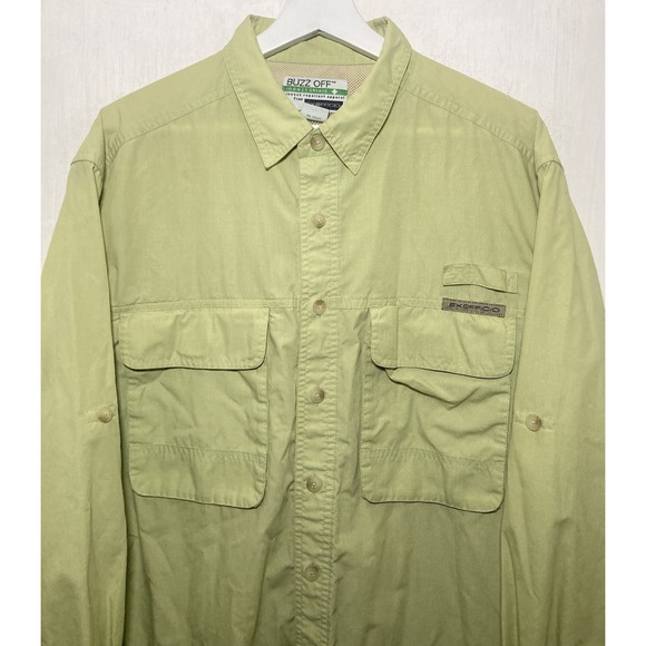 ExOfficio Shirt Mens Large Buzz Off Insect Shield Wasabi Green Outdoor Fishing - Picture 3 of 7